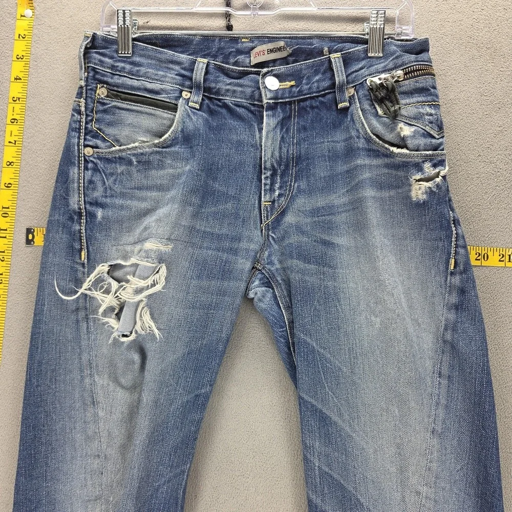 Vintage Levis Engineered Jeans Mens Blue Twisted Zip Fly Thrashed Fits 29x30
